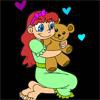 Раскраска: Девочка с медвежонком (Beloved Teddy Bear Coloring)