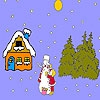 Раскраска: Девочка и  снеговик (Little girl and snowman coloring)