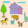 Раскраска: Ферма 3 (Animals on the big farm coloring)