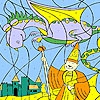 Раскраска: Волшебник и дракон (Wizard and dragon coloring)