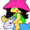 Раскраска: Девочка и рыбка (Girl And Fish Coloring)