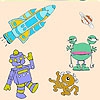 Раскраска: Космические существа (Three  alien in space coloring)