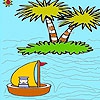 Раскраска: Корабль в океане (The boatman in the ocean coloring)