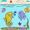 Раскраска: Море и рыбки (Sea and fishes coloring)