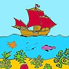 Раскраска: Корабль в море (Ship on the  sea coloring)