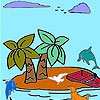 Раскраска: Тропический остров (Tropical island coloring)
