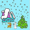 Раскраска: Снежное рождество (Snowy Christmas coloring)