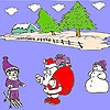 Раскраска: Санта и снег (Snow and santa coloring)