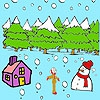 Раскраска: Снеговик (Cute girl and snowman coloring)