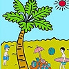 Раскраска: Пальма и пляж (Palm  beach coloring)