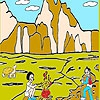 Раскраска: Пикник в горах (Picnic at the mountain coloring)