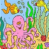 Раскраска: Большой осьминог (Big octopus in the sea coloring)