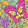 Раскраска: Бабочка (Pink butterfly and flower coloring)