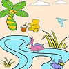 Раскраска: Уточки в речке (Ducks in the river coloring)