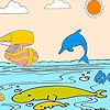Раскраска: Корабль и дельфин (Ship and dolphins coloring)