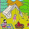Раскраска: Пикник (Lena at the camp coloring)