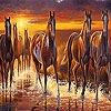 Пятнашки: Лошади на реке (Horses on the river slide puzzle)