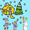 Раскраска: Зимний сад (Snow and children coloring)