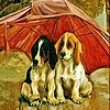 Пятнашки: Красный зонтик (Red umbrella and dogs slide puzzle)