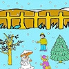 Раскраска: Снеговик и Ко (Snow man and winter night coloring)